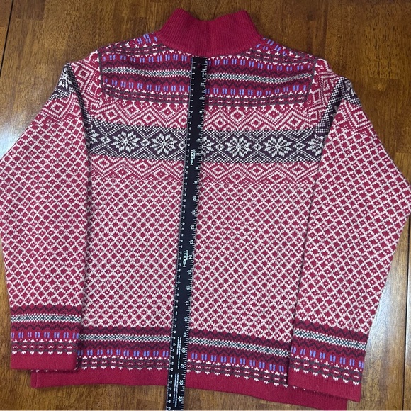LL Bean Vintage Women’s L Reg Fair Isle Nordic 100% Lamb Wool Sweater - Picture 4 of 5